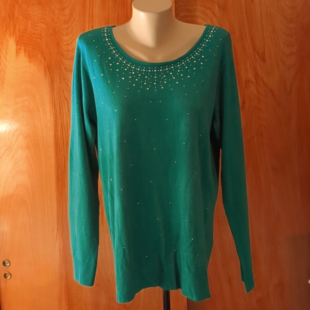 Laura Scott Green Acrylic Holiday Sweater XL